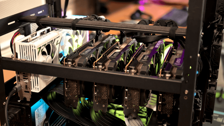 local ai gpu rig quad 3090 and a 4090 on gpu rig frame